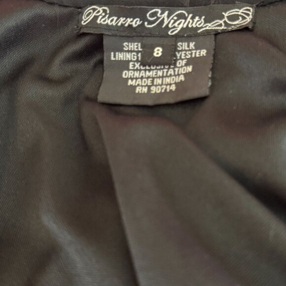 Pisarro Nights Black 100% Silk Sequin Dress Womens 8 Cold Shoulder Elegant LBD - Picture 14 of 15